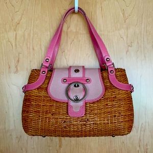 Pink wicker purse